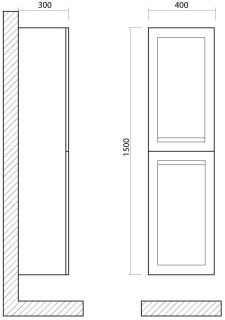 Шкаф подвесной Art&Max Platino 40x150см черный матовый AM-Platino-1500-2A-SO-NM